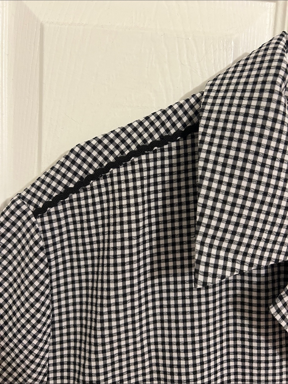 Solid & Striped Estelle Gingham Seersucker Embroidered Trim Romper Size Large - Picture 6 of 11